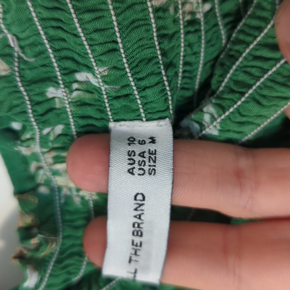 Faithfull the Brand Smocked Myrtille Dress Cottagecore Vacation Floral Green - Picture 8 of 10